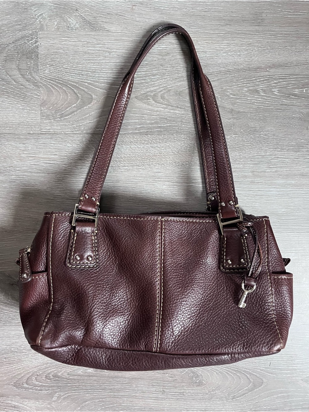Fossil Pebbled chocolate brown Leather Shoulder